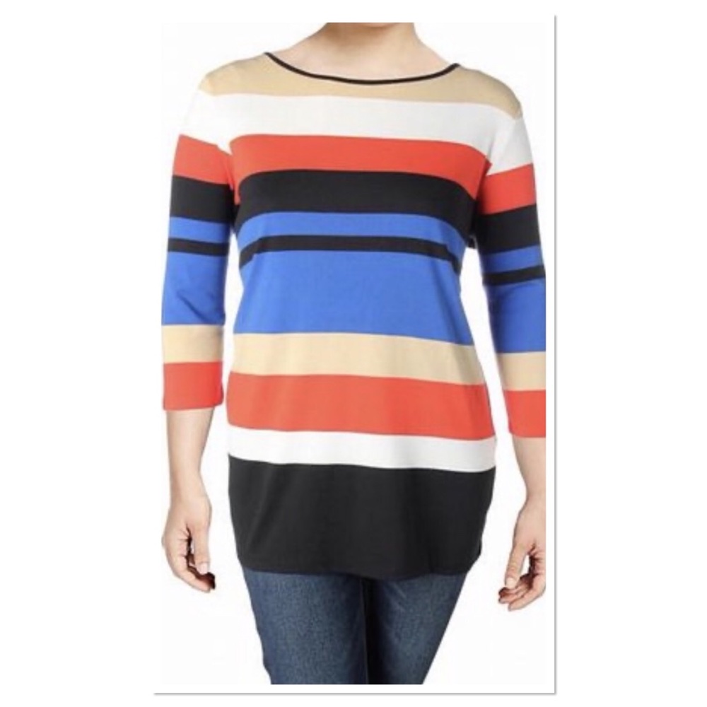🚨CLOSET CLOSING🚨 Rafaella Striped Tunic w/Side Zippers - Picture 2 of 7
